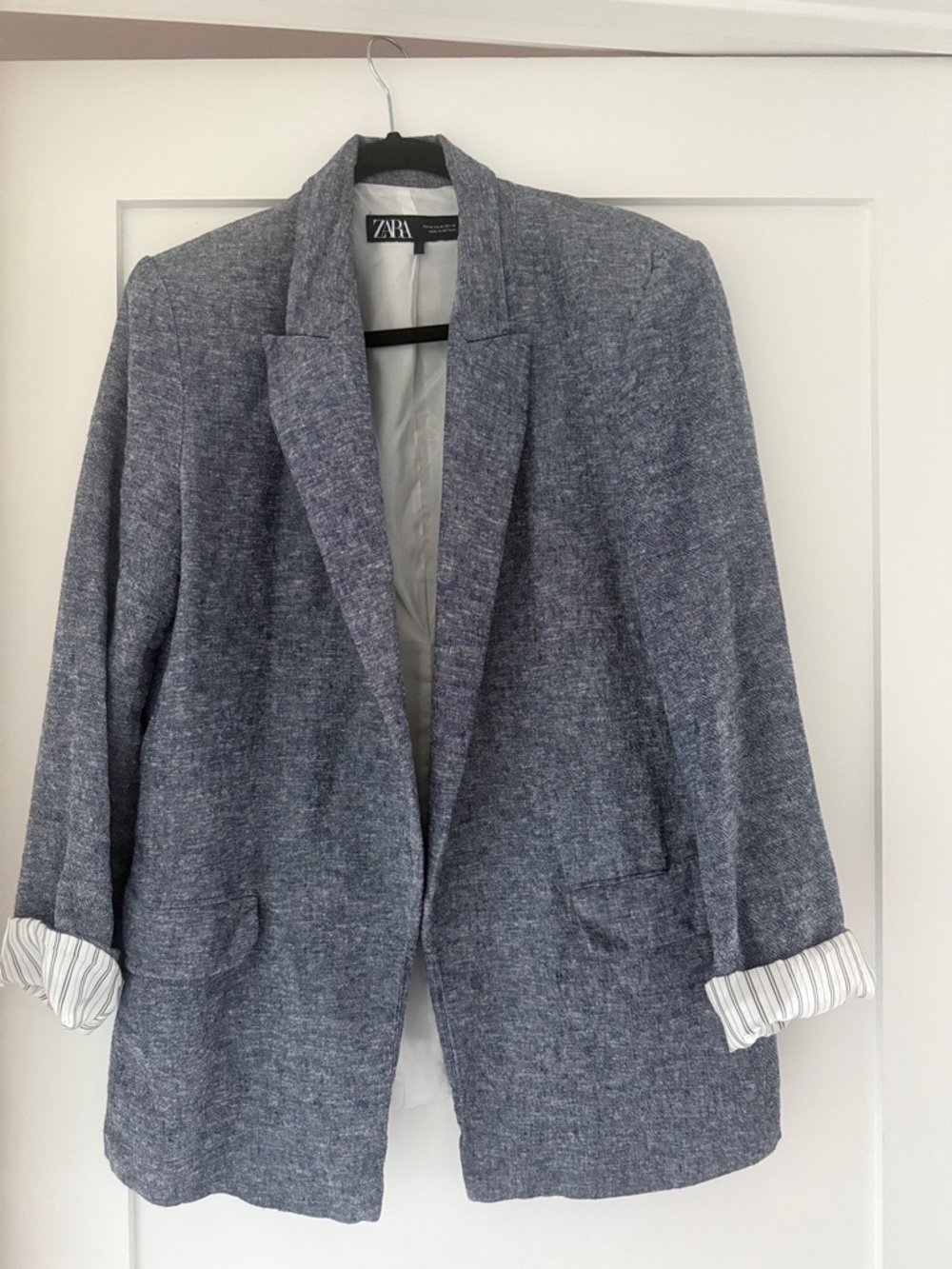 ZARA Men’s Heather Blue Textured Blazer